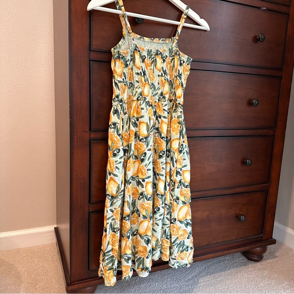 Abercrombie & Fitch Girls Lemon Print Linen Midi Dress (11/12)